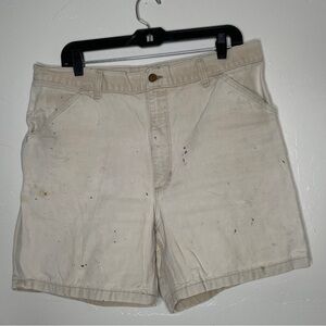 1996 VINTAGE CARHARTT WOMENS WHITE GRUNGY SINGLE STITCH SHORTS SZ 36